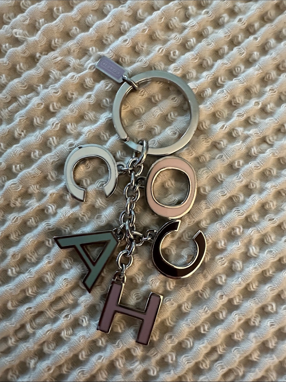 Coach Vintage Pastel Signature Multi-Charm Letter Key Fob/Bag Charm